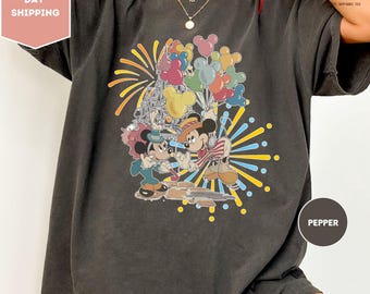 Comfort Colors Mickey And Minnie Shirt, Mickey Balloons T-Shirt, Mickey & Minnie Couple Tees, Couple Matching Shirts, Disneyland Trip Shirt