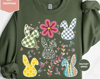 Sweat-shirt Joyeuses Pâques, Sweat-shirt joyeux lapin de Pâques, Sweat-shirt lapin, Sweat-shirt de Pâques, Sweat-shirt lapin mignon, Sweat-shirt lapin de Pâques
