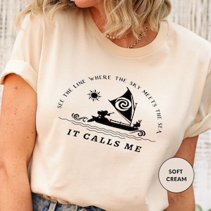 See The Line Where The Sky Meets The Sea It Calls Me, Disney Moana Shirt, Beach Lover Tee, Beach Vacation Shirt image 3