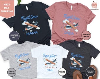 Flight Crew Shirt, Custom Family Birthday Tee, Airplane Birthday Shirts, Birthday Boy Tee, Birthday Girl Shirt, Airplane Gift