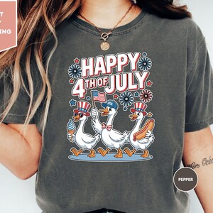 Comfort Colors Happy 4th Of July Ducks Shirt, Independence Day Tee, American Shirt, Patriotic USA Flag Shirt, Funny Fourth Of July Duck Tee