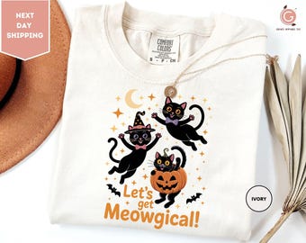 Comfort Colors Halloween Cats Shirt, Let's Get Meowgical Shirt, Cats Shirt, Pumpkin Cat Shirt, Spooky Season Shirt, Fall Cat Shirt, Cat Tee