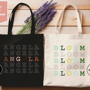 Sac fourre-tout personnalisé avec prénom Sac fourre-tout personnalisé avec prénom personnalisé Sac shopping femme Cadeau prénom personnalisé pour elle Sac enfant Cartable pour enfant