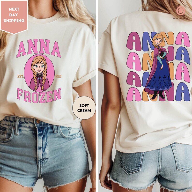 Frozen Anna Elsa Comfort Colors Shirt, Disney Frozen Tee, Anna Elsa Back Print Shirt, Kids Frozen Outfit, Family Disney Shirt imagem 4
