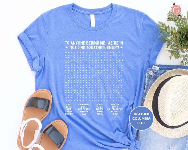 a blue t - shirt that says to anyone behind me are in this line together
