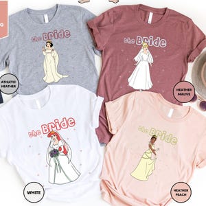 The Bride Princess Character T-Shirt, Disney Bachelorette Shirt, Bridal Party Disneyland Shirt, Disney Bride Team Shirt, Bachelorette Shirt
