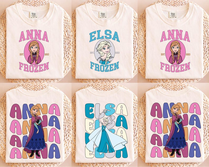 Frozen Anna Elsa Comfort Colors Shirt, Disney Frozen Tee, Anna Elsa Back Print Shirt, Kids Frozen Outfit, Family Disney Shirt imagem 1