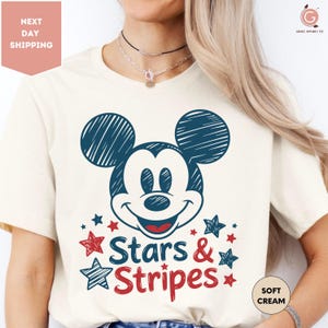 Maglietta Disney Happy July 4th, maglietta patriottica Topolino a stelle e strisce, maglietta Disney Independence Day, maglietta Disney Freedom con bandiera americana