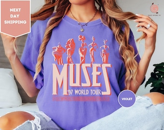 Comfort Colors Vintage Hercules Muses 97 World Tour Shirt, Disneyland Family Holiday Retro Shirt, Disney Muses Shirts