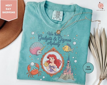 Comfortkleuren Ariel shirt kleine zeemeermin, shirt Disney prinses, shirt Ariel Flounder Sebastian, shirt Ariel prinses verjaardag, shirt Disney, Disney shirt
