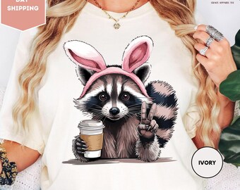 Comfort Colors Funny Raccoon Shirt,  Easter Meme Shirt, Easter Bunny Shirt, Easter Raccoon Shirt, Funny Easter Gift Shirt, Animal Lover Gift