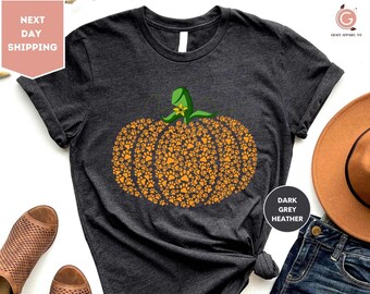 Chemise citrouille patte, chemise patte, chemise chien citrouille, chemise Halloween chien, chemise de Thanksgiving, citrouille rétro, chemise Halloween, cadeaux pour femme