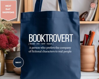 Booktrovert Tote Bag, Book Lovers Tote, Gift for Book Lover, Gift For Bookworms, Gift For Teachers, Readers' Tote