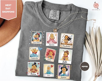 Comfort Colors Funny Winnie the Pooh Disney Princess T-Shirt, Cute Disney Pooh Bear Photos Shirt, Magic Kingdom Family Vacation Trip Shirt