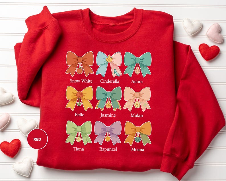 a red shirt with a bunch of bows on it