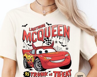Personalized Lightning Mcqueen and Friends Halloween Shirt, Cars Halloween Shirt, Mcqueen Halloween Shirt, Disney Halloween Family Shirt