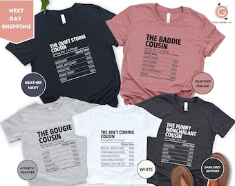 Cousin Nutrition Facts Shirts, Family Reunion Cousins Tee, Nutrition Facts Shirt, Cousins Trip T-Shirt, Holiday Cousin Gifts, Cute Gift