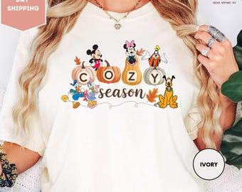 Comfort Colors Disney Cozy Season Shirt, Mickey Fall Vibes Shirt, Mickey and Friends Fall Shirt, Minnie Fall Shirt, WDW Cozy Season Shirt