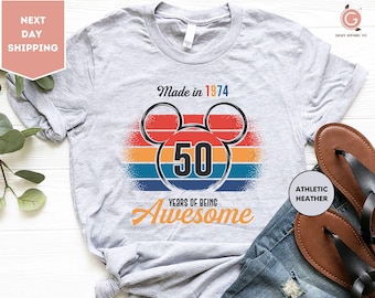 50 Years Of Begin Awesome Mickey Head Shirt, Disney Birthday Shirt, 50th Birthday Shirt, Disneyland Birthday Tshirt,Birthday Gift Disney Tee