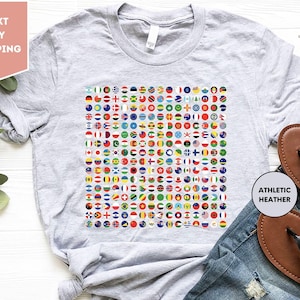 Learning Kids Graphic World Geography Shirts, International Students School Tee, World Flags T-shirt Cool Travel 256 Flag International Tee