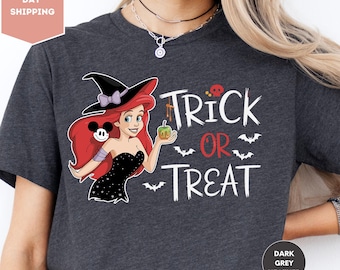 Halloween Ariel Shirt, Trick or Treat Shirt, Halloween Ariel Mermaid Shirt, Princess Halloween Shirt, Halloween Disney Shirt, Halloween Tee