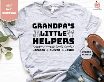Grandpa's Little Helpers Shirt, Personalized Grandpa Shirt with Grandkids Name, Gift For Grandpa, Fathers Day Gift, Custom Papa, Cute Shirt
