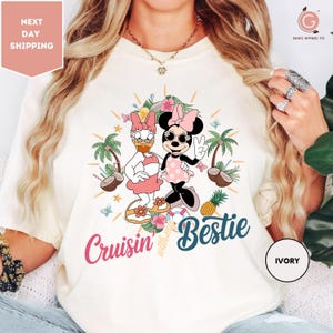 Comfortkleuren Disney Cruisin&#39; with my Bestie-shirt, shirt van Minnie en Daisy, zomer Disney Girls Cruise 2025-T-shirt, Disney Besties-shirt
