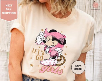 Disney Let's Go Girls Shirt, Minnie Tee, Disney Trip Shirt, Retro Western Country,Disney Shirt, Disneyland Trip Gift