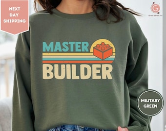Master Builder Sweatshirt, Building Blocks, Birthday Gift For Kids, Funny Dad, Men Graphic, Building Gift, Gift for him