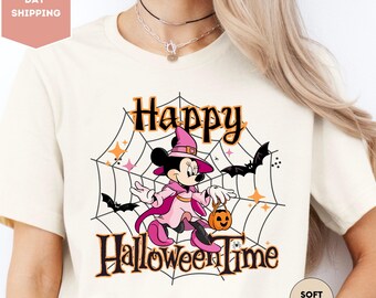 Minnie Halloween T-Shirt, Witch Minnie Mouse Shirt, Spooky Disney Halloween Tee, Happy Halloween Time Shirt, Cute Minnie Witch Tee, Minnie T