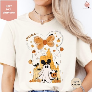 Mickey Ghost Castle Shirt, Disney Watercolor Castle Shirt, Halloween Shirt,Disney Halloween Shirt, Minnie Halloween Shirt, Disney Shirt