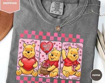 Comfort Colors Disney Winnie the Pooh Valentine Shirt, Pooh Sweet Day Graphic Tee, Cute Disney Love Shirt, Pooh Bear Valentine Gift, Disney