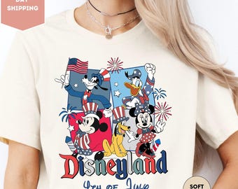 Disneyland 4 juli shirt, bijpassende Mickey & Friends patriottische shirt, Fourth of July shirt, Independence Day shirt, Disney USA shirt