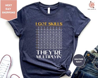 Shirt wiskundeleraar, T-shirt vermenigvuldigen, shirt wiskunde, grappig wiskundecadeau, cadeau wiskundeleraar, cadeau wiskundeleraar, shirt wiskundevaardigheden, kerstcadeau