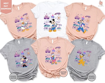 Shirt 70e verjaardag Disneyland, T-shirt Disneyland Resort, WDW-shirt familievakantie, bijpassende shirt Mickey & Co, shirt Magic Kingdom