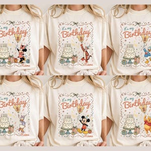 Custom Disney Birthday Crew Shirt, Personalized Mickey Friends Balloon Tee, Family Matching Tee, Disney Birthday Girl Boy Tee image 1