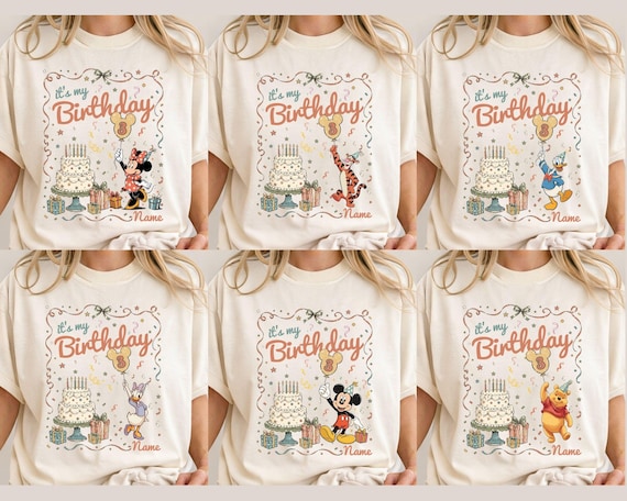 Custom Disney Birthday Crew Shirt, Personalized Mickey Friends Balloon Tee, Family Matching Tee, Disney Birthday Girl Boy Tee