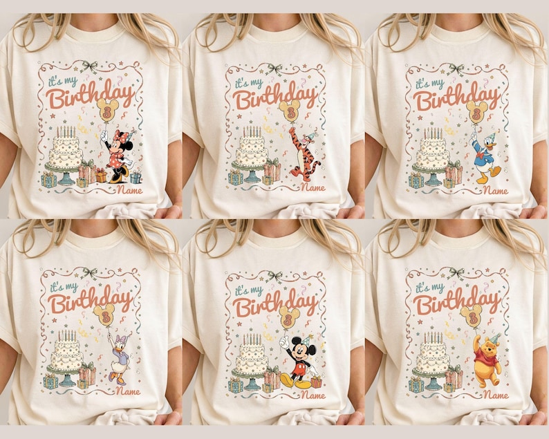 Custom Disney Birthday Crew Shirt, Personalized Mickey Friends Balloon Tee, Family Matching Tee, Disney Birthday Girl Boy Tee image 1