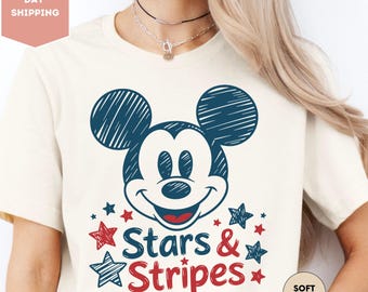 Disney Happy July 4th Shirt, Patriotic Mickey Mouse Stars & Stripes T-Shirt, Disney Independence Day Shirt, American Flag Disney Freedom Tee