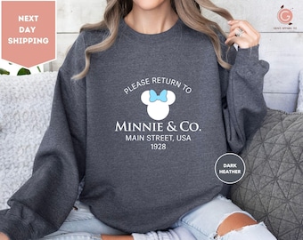 Sweatshirt Minnie and Co, veuillez retourner à Disneyland Sweatshirt, pull Disneyland Minnie Mouse, sweat à capuche Disney 1928, sweat maman Disney