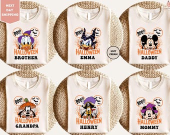 Personalized Disney Halloween All Characters Shirt, Mickey And Friends Halloween Shirt, Halloween Party Shirt, Disney Family Halloween Shirt