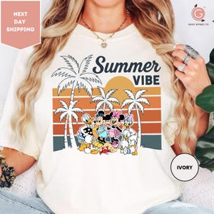 Comfort Colors Disney Mickey and Friends Retro Summer Vibes Shirt, Disney Beach Vacation Shirt, Disney Family Summer Vacation Matching Shirt