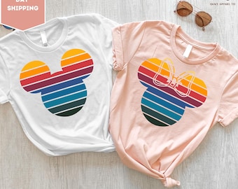 Sunset Mickey and Minnie Shirt, Colorful Mickey Shirt, Magic Kingdom Shirt, Disneyland Shirt, Disney Trip Shirt, Matching Family Travel Gift