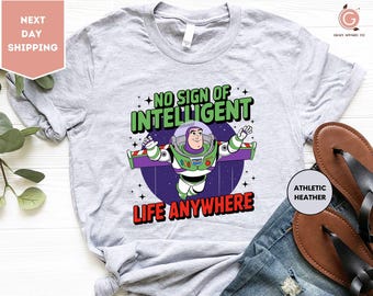 Camiseta de Toy Story de Buzz Lightyear, de Disney Pixar, sin señales de vida inteligente, camiseta familiar de Disney, camiseta de viaje a Disneyland
