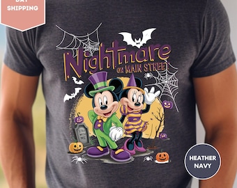 Comfort Colors Mickey and Minnie Nightmare On Main Street Shirt, Mickey Not So Scary Halloween Party 2025 Shirt, Disneyland Halloween Shirt