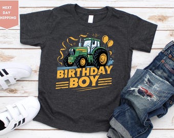 Farm Boy's First Birthday Shirt, Tractor Birthday Boy Toddler Shirt, Tractor Farm Boy Shirt, Gift For Farm Boy, Tractor Birthday Party Shirt