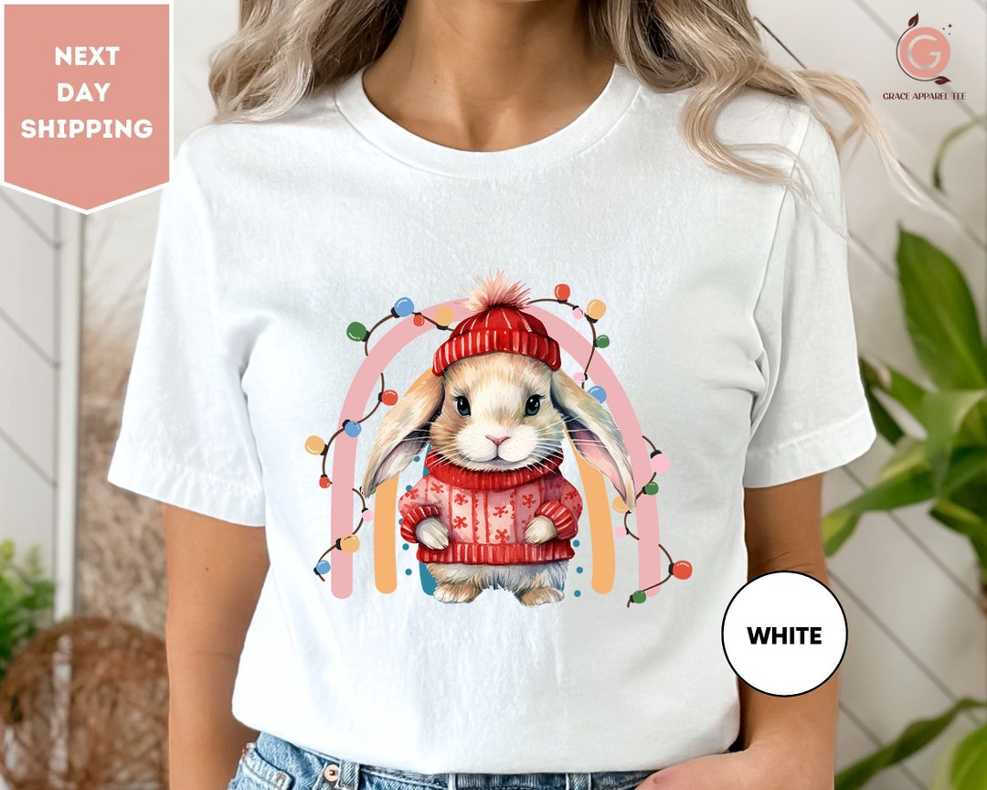 Holiday Rabbit Sweaters Rabbit Christmas Light T-shirt, Cute Rabbit Christmas Shirt, Bunny Wear ...