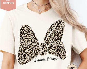 Leopard Minnie Mouse Bow Shirt, Minnie Mouse T-Shirt, Disney Mom Shirt, Disney Mama T-shirt, Disney Vacation Tee, Gift for Women
