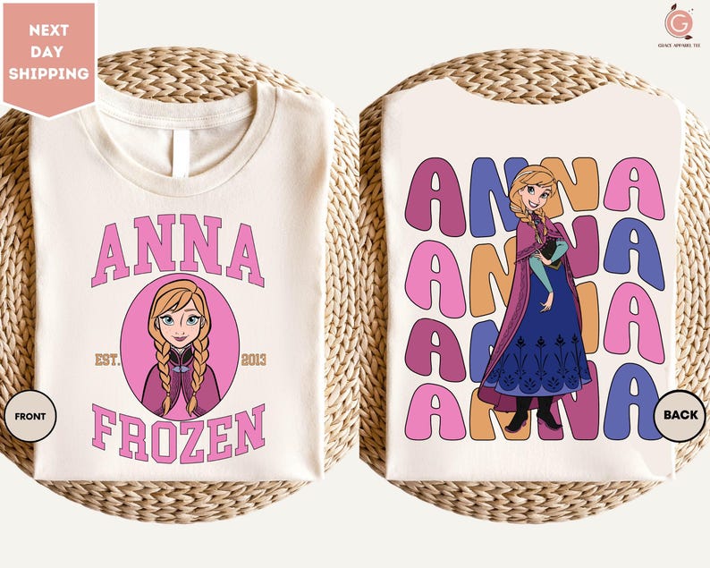 Frozen Anna Elsa Comfort Colors Shirt, Disney Frozen Tee, Anna Elsa Back Print Shirt, Kids Frozen Outfit, Family Disney Shirt imagem 5