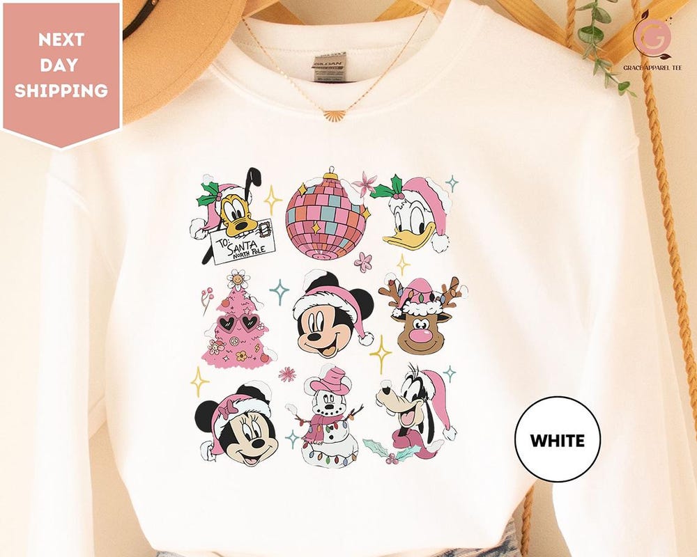 Disney Christmas Sweatshirt, Verry Merry Christmas Disneyland Sweatshirt, Disney Christmas Sweatshirts, Mickey And Friends Xmas Sweater
